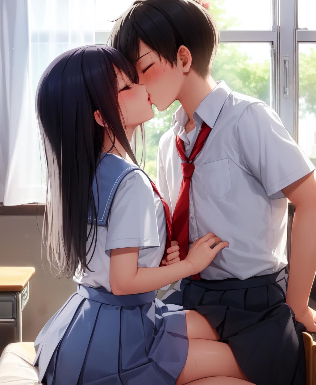 HD wallpaper: illustration of anime characters, kissing, anime girls, real  people | Wallpaper Flare